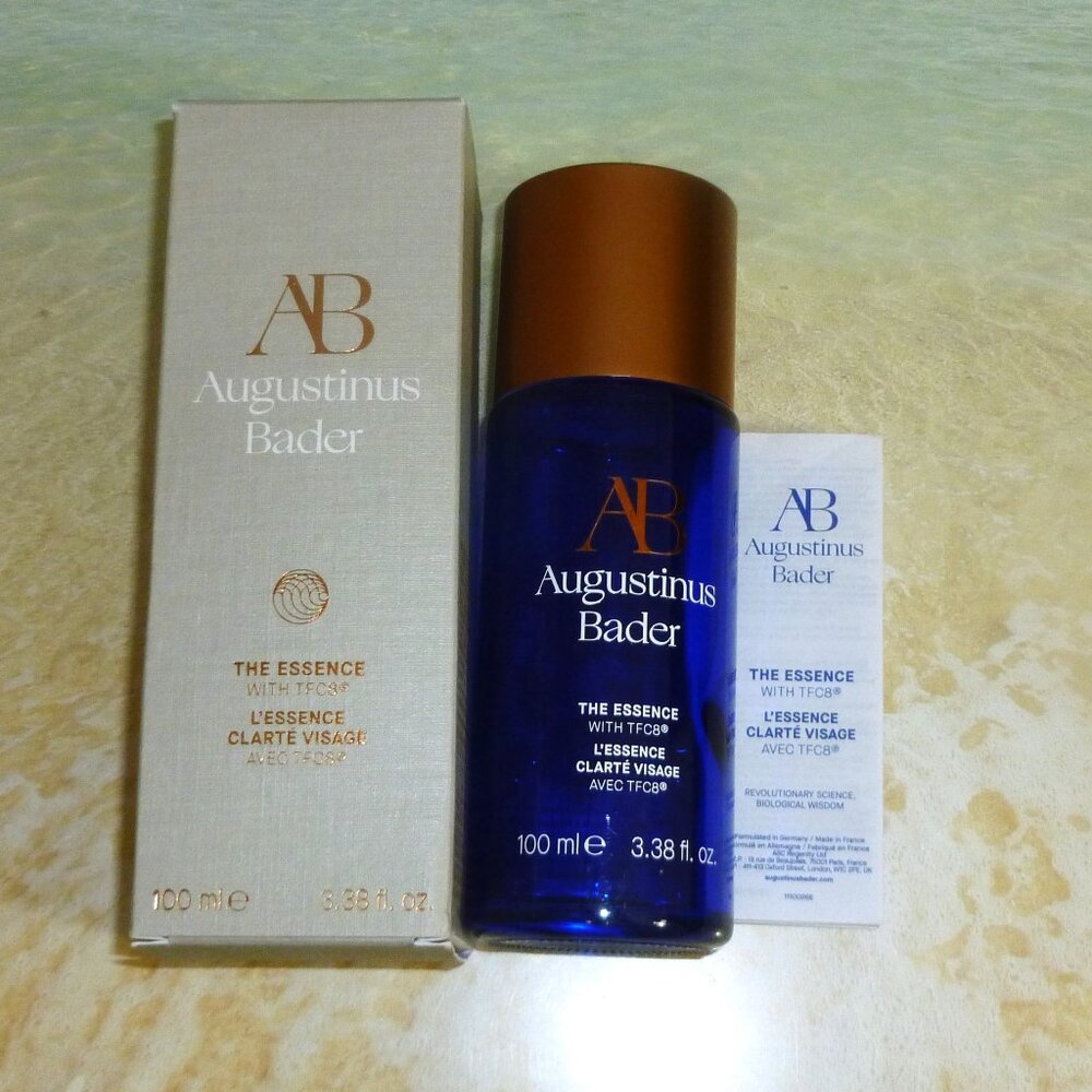 Empty Augustinus Bader The Essence for 3.38 fl oz bottle box Photography Prop